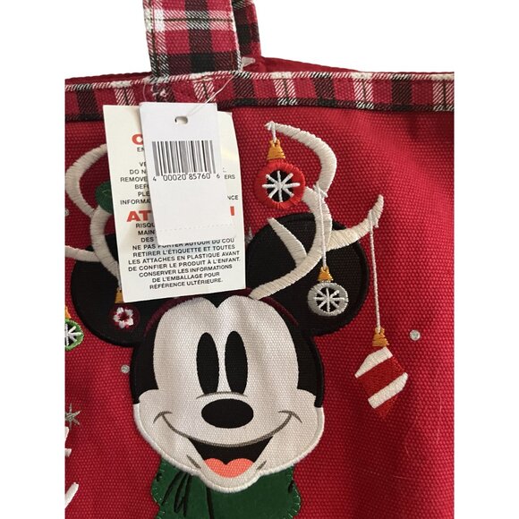 Disney Parks Walt Disney World Christmas Mickey Mouse Merry & Bright Red Tote - Picture 2 of 16